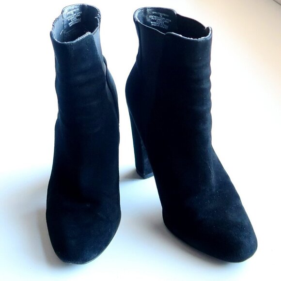 Steve Madden Effect Black Suede Leather Almond Toe Pull-on Ankle Boots Booties 7 - Picture 6 of 16